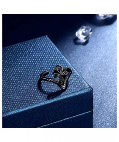 Ankh Cross Rings Adjustable Ring Silver/18K Gold/Black Gun Plated Horizontal/Erected Ankh Cross Open Ring for Men and Women B...