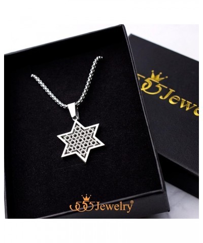 Exclusive Unisex Stainless Steel Star of David Necklace, 16-24 Inch Box Chain Silver & Black 22.0 Inches $12.97 Necklaces