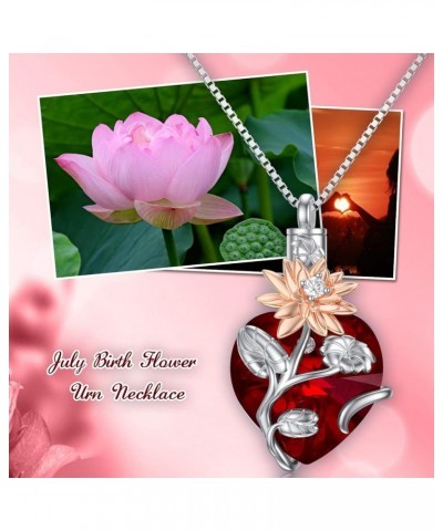 Heart Cremation Jewelry for Ashes Sterling Silver Birth Flower Urn Necklace with Crystal w/Funnel Filler Memorial Keepsake Je...