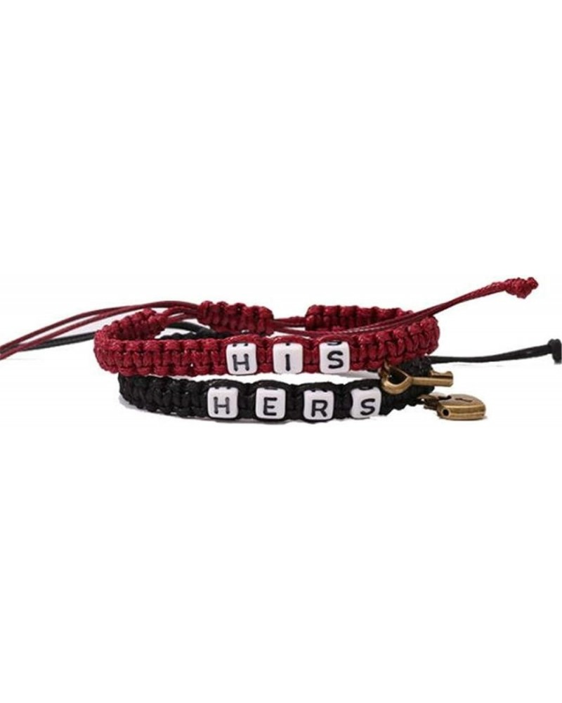 Couple Bracelets Key and Lock Braided Bracelet His and Hers Bracelets for Lover Black and Red wine $7.94 Bracelets