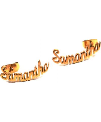 Pretty Personalized Name Earrings, Gold Plated Customized Stud Earrings for Womens Girls Samantha $10.84 Earrings