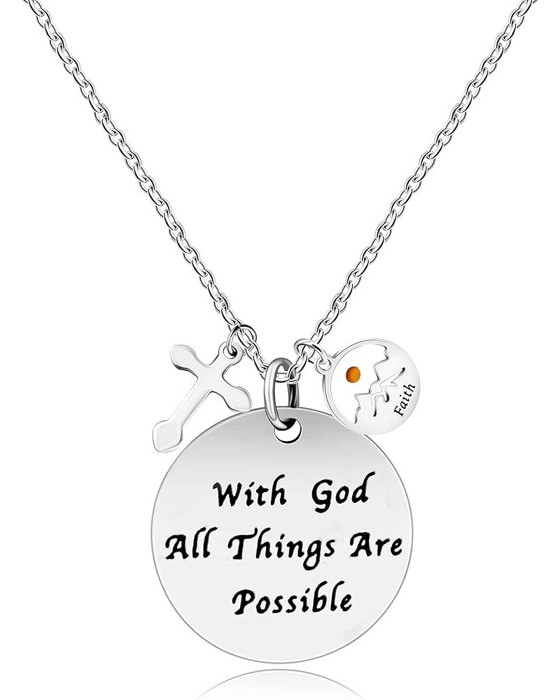 Christian Bible Verse Necklace With God All Things are Possible Cross Mustard Seed Jewelry Y826 Faith Seed $7.00 Necklaces