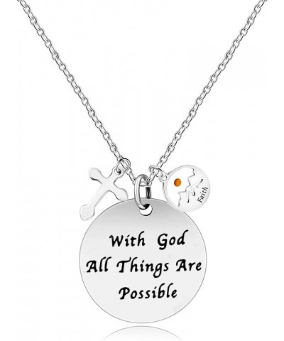 Christian Bible Verse Necklace With God All Things are Possible Cross Mustard Seed Jewelry Y826 Faith Seed $7.00 Necklaces