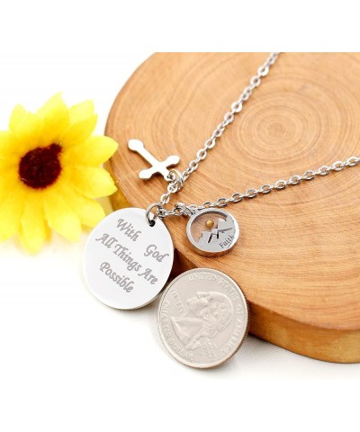 Christian Bible Verse Necklace With God All Things are Possible Cross Mustard Seed Jewelry Y826 Faith Seed $7.00 Necklaces