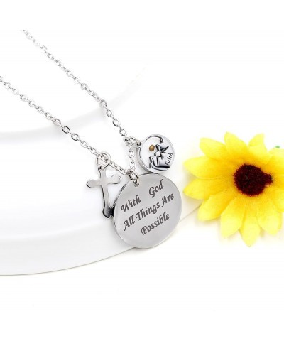 Christian Bible Verse Necklace With God All Things are Possible Cross Mustard Seed Jewelry Y826 Faith Seed $7.00 Necklaces