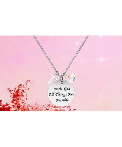 Christian Bible Verse Necklace With God All Things are Possible Cross Mustard Seed Jewelry Y826 Faith Seed $7.00 Necklaces