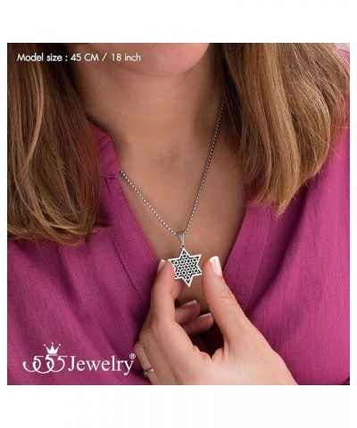 Exclusive Unisex Stainless Steel Star of David Necklace, 16-24 Inch Box Chain Silver & Black 22.0 Inches $12.97 Necklaces