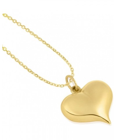 14K Yellow Gold Puffed Heart Pendant Chain Necklaces for Women - Assorted Designs and Sizes Small Polished Puffed Heart Cable...