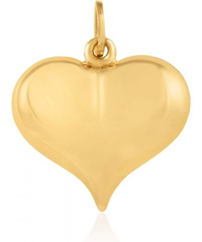 14K Yellow Gold Puffed Heart Pendant Chain Necklaces for Women - Assorted Designs and Sizes Small Polished Puffed Heart Cable...