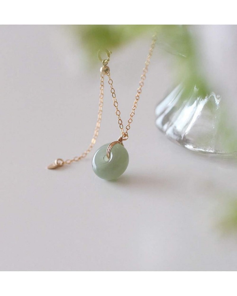 Fashion imitation plating S925 sterling silver Hetian jade clavicle chain round Christmas Eve Christmas buckle light luxury g...