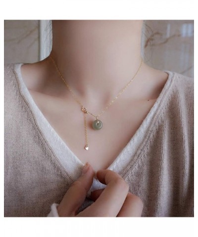 Fashion imitation plating S925 sterling silver Hetian jade clavicle chain round Christmas Eve Christmas buckle light luxury g...