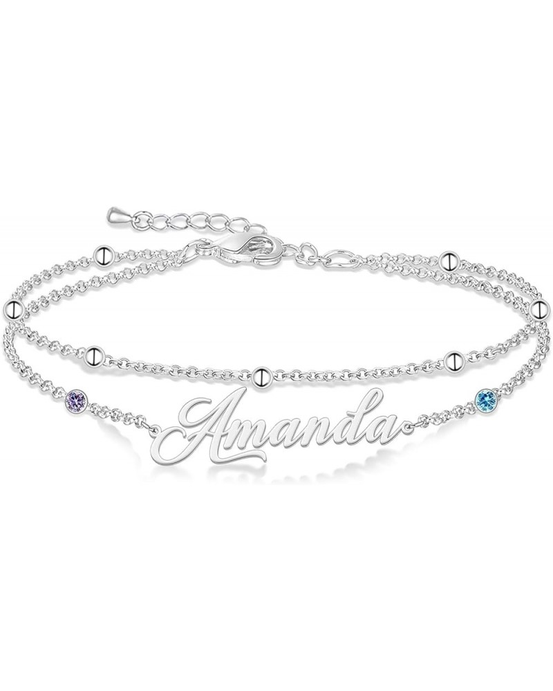 Custom Name Anklet Bracelet Personalized Bracelet for Women Custom Initial Letters Bracelet Made with Any Names Custom Name C...