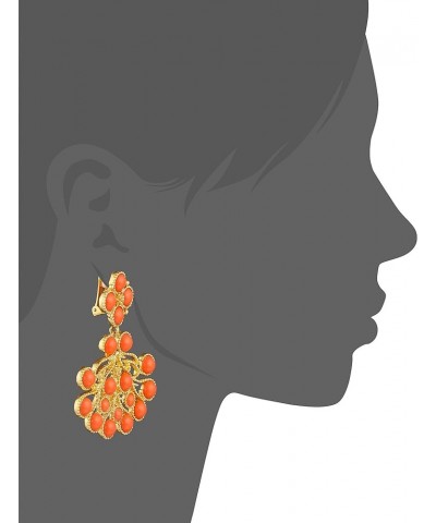 Gold-Plated Cabochon Clip-On Earrings Gold/Coral $45.00 Earrings