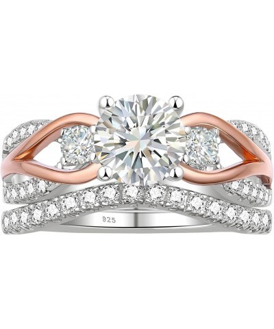 SHELOVES Rose Gold Three Stone Round Cut CZ Engagement Wedding Rings Set 925 Sterling Silver Sz 5-10 $25.19 Sets