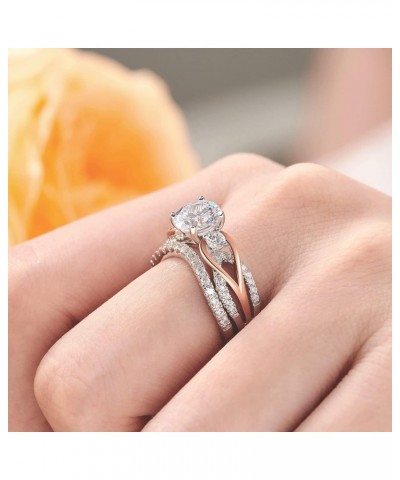 SHELOVES Rose Gold Three Stone Round Cut CZ Engagement Wedding Rings Set 925 Sterling Silver Sz 5-10 $25.19 Sets