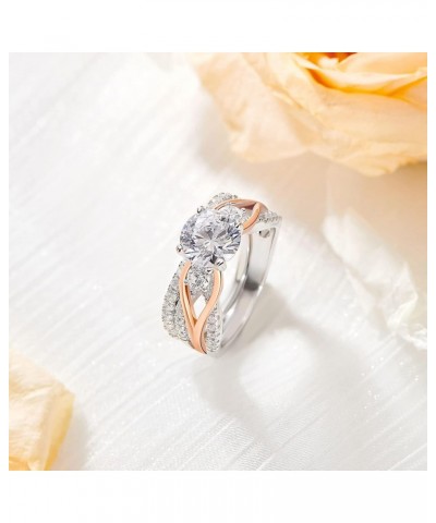 SHELOVES Rose Gold Three Stone Round Cut CZ Engagement Wedding Rings Set 925 Sterling Silver Sz 5-10 $25.19 Sets