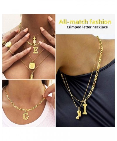 Gold Initial Figaro Chain Necklace, Custom Monogram Letter Choker Necklaces, 16"+2" Adjustable Letter F-Gold No Engraving $10...