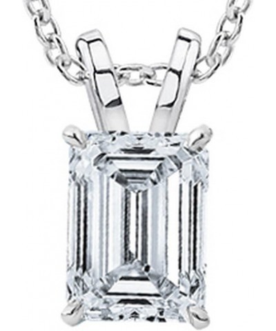 1/2-2 Carat 14K White Gold GIA Certified Emerald Cut Diamond Pendant Necklace Ultra Premium Collection (H-I Color, VS1-VS2 Cl...