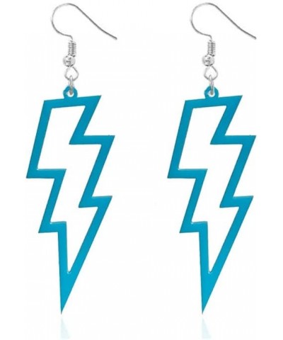 80s Neon Earrings Halloween Lightning Earrings Retro Acrylic Drop Dangle for Women 80's Party blue $8.69 Earrings