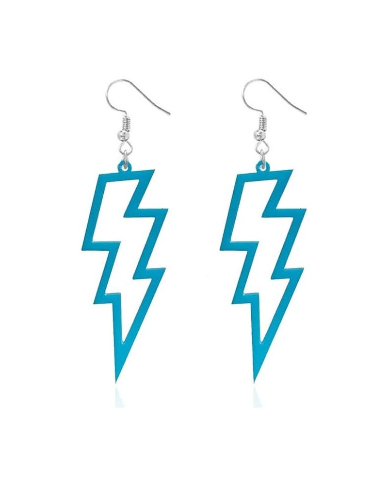 80s Neon Earrings Halloween Lightning Earrings Retro Acrylic Drop Dangle for Women 80's Party blue $8.69 Earrings