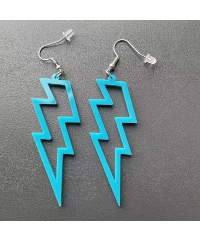 80s Neon Earrings Halloween Lightning Earrings Retro Acrylic Drop Dangle for Women 80's Party blue $8.69 Earrings