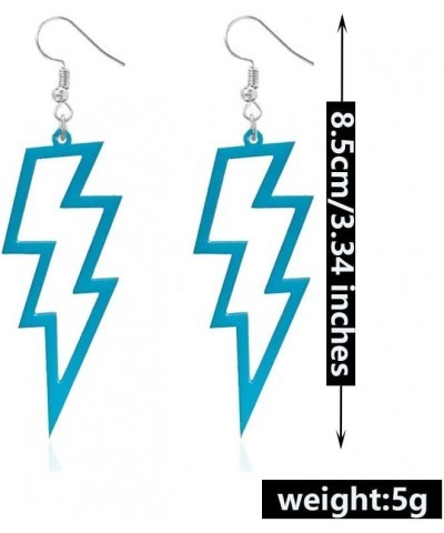 80s Neon Earrings Halloween Lightning Earrings Retro Acrylic Drop Dangle for Women 80's Party blue $8.69 Earrings