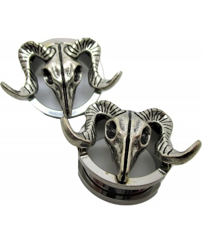 Ram Skull Ear Plugs - Stainless Steel Screw-On Ear Plugs - 8 Sizes - Pair - New! 11/16" (18mm) $11.17 Body Jewelry