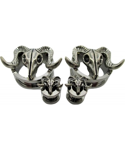 Ram Skull Ear Plugs - Stainless Steel Screw-On Ear Plugs - 8 Sizes - Pair - New! 11/16" (18mm) $11.17 Body Jewelry