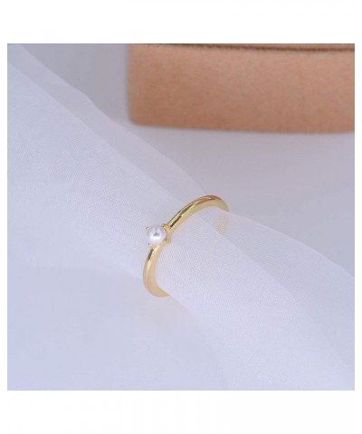 18K Gold Vermeil Tiny Pearl Ring Yellow Gold Plating $13.24 Rings