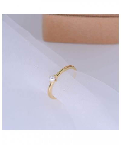 18K Gold Vermeil Tiny Pearl Ring Yellow Gold Plating $13.24 Rings