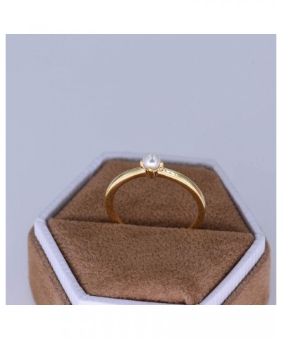 18K Gold Vermeil Tiny Pearl Ring Yellow Gold Plating $13.24 Rings