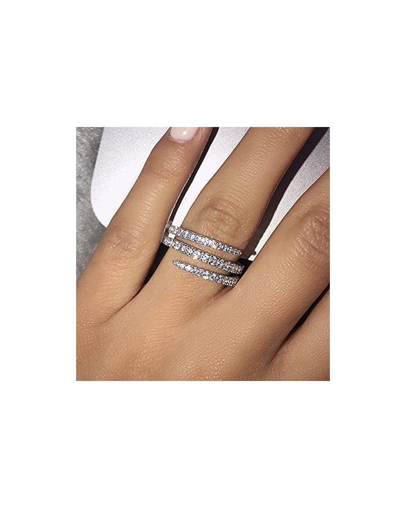 Silver Emerald Cut Eternity Ring for Women Platinum Plated 925 Sterling Silver Infinity Band CZ Simulated Diamond Engagement ...