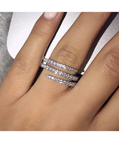 Silver Emerald Cut Eternity Ring for Women Platinum Plated 925 Sterling Silver Infinity Band CZ Simulated Diamond Engagement ...