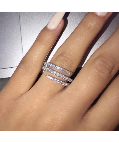 Silver Emerald Cut Eternity Ring for Women Platinum Plated 925 Sterling Silver Infinity Band CZ Simulated Diamond Engagement ...