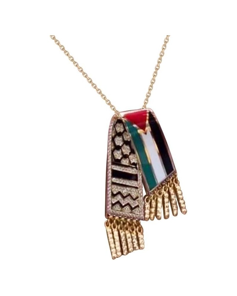 Palestine Scarf Necklace Stainless Steel Palestine Scarf Pendant Necklace Palestinian Scarf with Tassels Necklace Palestine J...