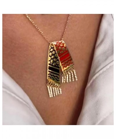 Palestine Scarf Necklace Stainless Steel Palestine Scarf Pendant Necklace Palestinian Scarf with Tassels Necklace Palestine J...