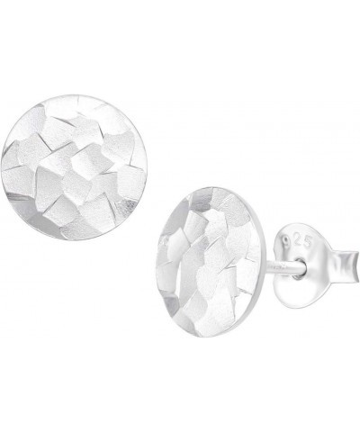 8mm Hammered Round Disk Studs Solid 925 Sterling Silver Push Back Earrings $9.99 Earrings