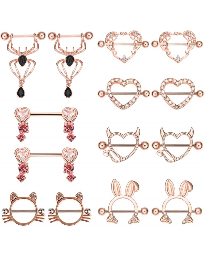 Nipple Piercing Jewelry Surgical Steel 14pcs Nipple Rings Body Piercing Jewelry for Women Girls $14.62 Body Jewelry