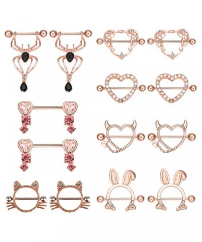 Nipple Piercing Jewelry Surgical Steel 14pcs Nipple Rings Body Piercing Jewelry for Women Girls $14.62 Body Jewelry