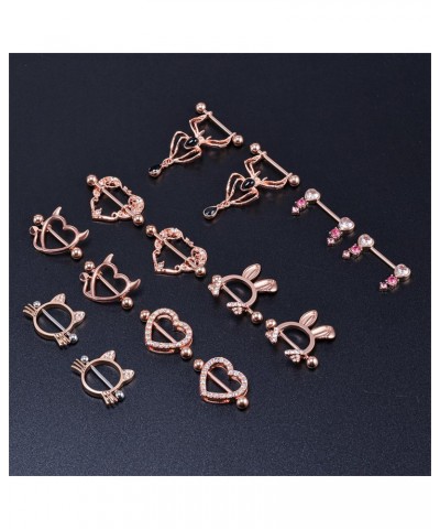 Nipple Piercing Jewelry Surgical Steel 14pcs Nipple Rings Body Piercing Jewelry for Women Girls $14.62 Body Jewelry