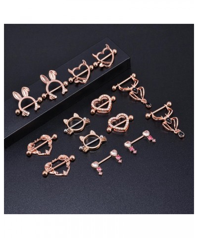 Nipple Piercing Jewelry Surgical Steel 14pcs Nipple Rings Body Piercing Jewelry for Women Girls $14.62 Body Jewelry