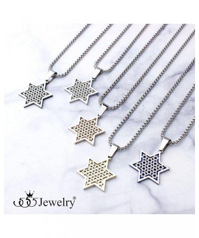 Exclusive Unisex Stainless Steel Star of David Necklace, 16-24 Inch Box Chain Silver & Black 22.0 Inches $12.97 Necklaces