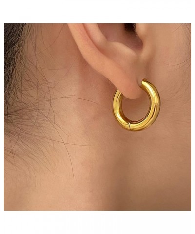 Chunky Gold Earrings for Women Gold Chunky Hoop Earrings Geometric Earrings Huggie Earrings Jewelry Gift for Girls 049-248-go...