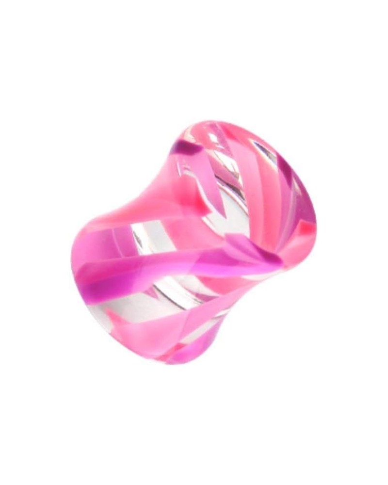 Marble Stripe Acrylic Double Flared Ear Gauge Plug 6 GA (4mm), Pink/Purple $9.68 Body Jewelry