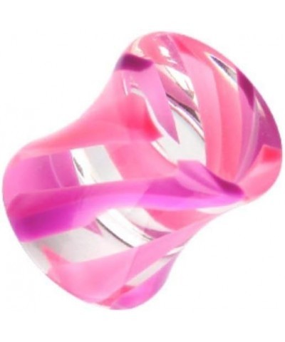 Marble Stripe Acrylic Double Flared Ear Gauge Plug 6 GA (4mm), Pink/Purple $9.68 Body Jewelry