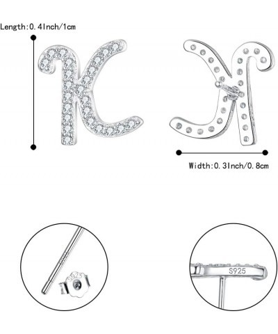 925 Sterling Silver Cubic Zirconia Alphabet Initial Stud Earrings Jewelry Gifts for Women Valentines Day K $9.62 Earrings