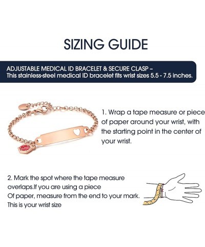 Pre-Engraved Simple Rolo Chain Medical Alert id Bracelet for Women PVD Rose Gold diabetes on insulin $14.99 Bracelets