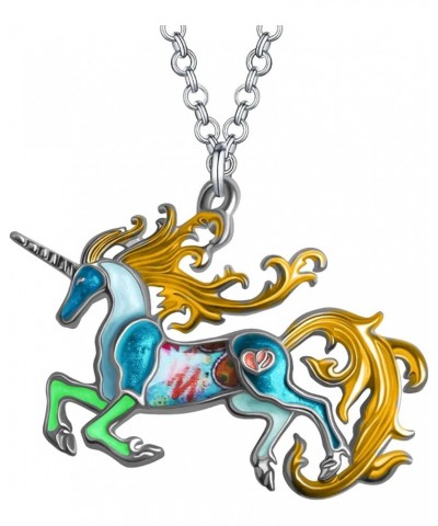 Fantasy Enamel Alloy Unicorn Necklace Pendant Horse Jewelry for Women girls party favors gifts 18 Green $8.63 Necklaces