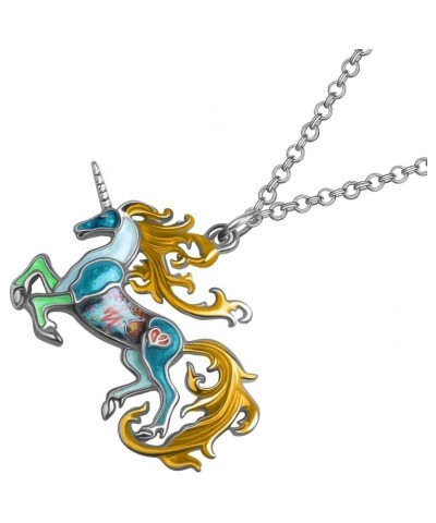 Fantasy Enamel Alloy Unicorn Necklace Pendant Horse Jewelry for Women girls party favors gifts 18 Green $8.63 Necklaces