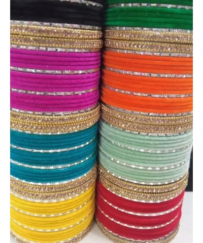 Velvet 8 Multi Color Velvet Bangles Bracelet Set, Costume Bridal Indian Jewelry, Indian bangles, Wedding jewelry, metal churi...